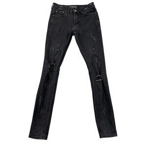 Se'renade Jeans Mens 28x32 Black Skinny Mid Rise Distressed Denim
